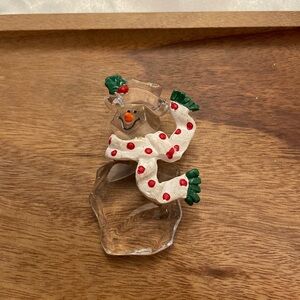 Vintage 1980 Ganz Holiday Clear Acrylic Icy Snowman‎ Scarf Dots Brooch Pin